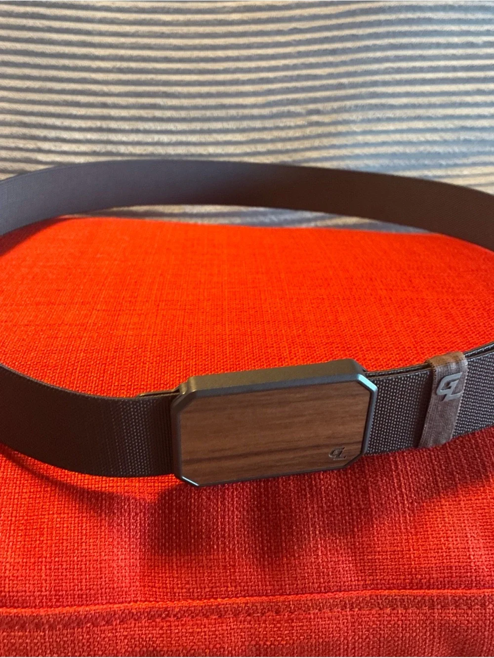 Groove Life GL Adjustable Web Belt Magnetic Buckle Wood Grain Brown XL